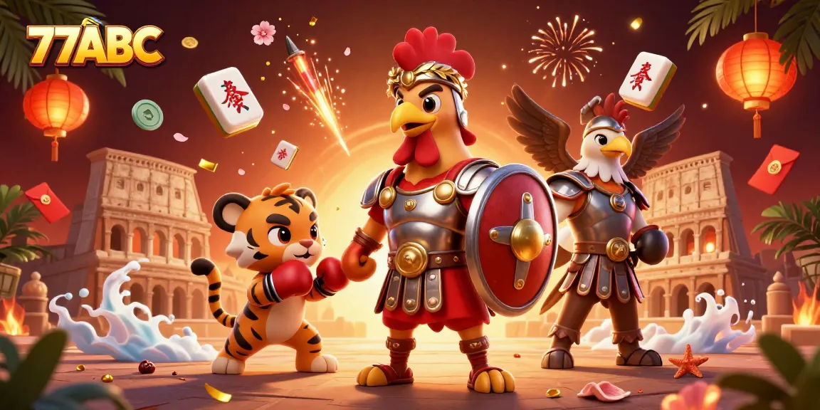 Experience the thrill of gaming at 77ABC with this vibrant 3D digital illustration.