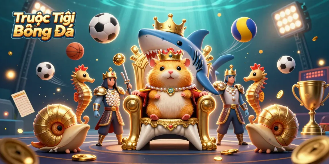 Experience Trực Tiếp Bóng Đá with a fierce hamster king surrounded by dynamic sports elements.