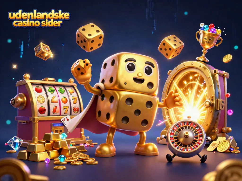 Engage with udenlandske casino sider in a vibrant 3D casino scene showcasing exciting elements.