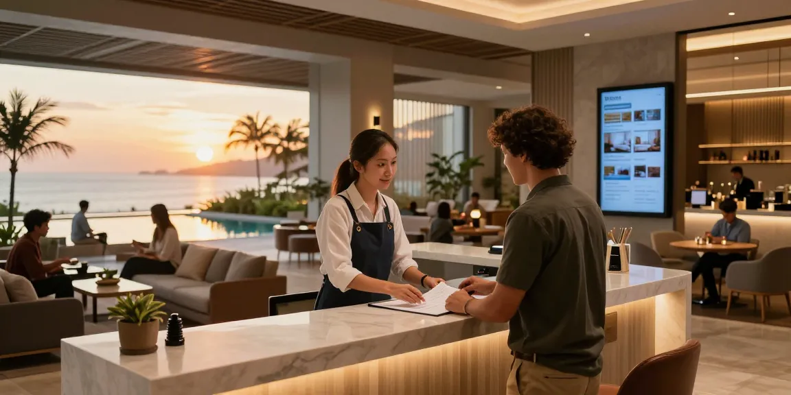 rokok88 slot at the stylish Carter Hotel front desk with warm atmosphere