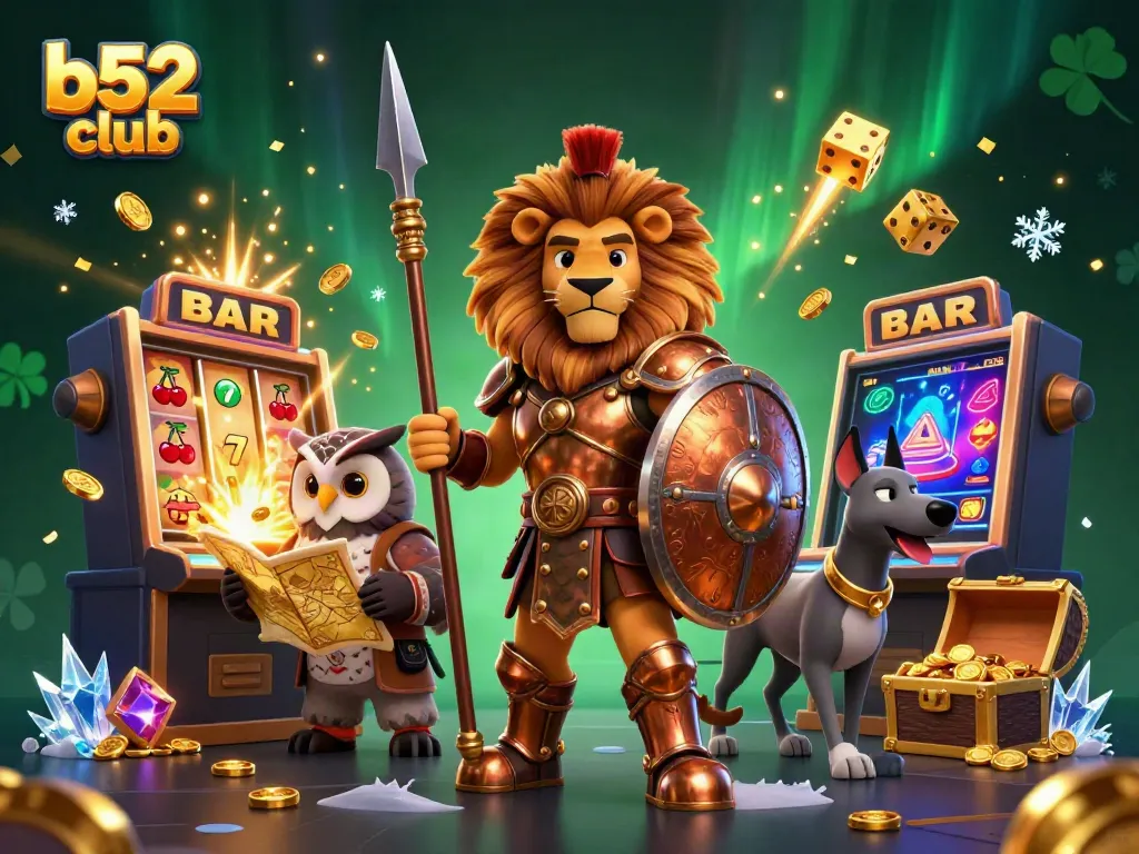 Experience thrilling wins at b52 club with a dynamic scene of exciting gaming elements and characters.