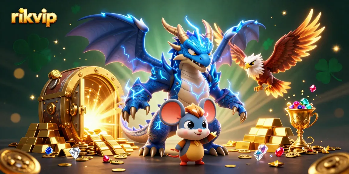 Experience thrilling wins at rikvip as fantasy characters explore a treasure vault bursting with riches.