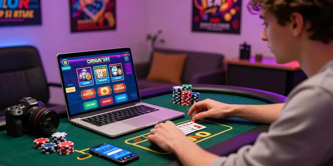 Engaging player at online casinos that accept credit cards, with vibrant gaming atmosphere and interactive table setup.
