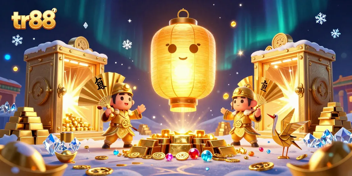 Experience the thrill of tr88 with a vibrant casino scene featuring lucky symbols and joyful characters.