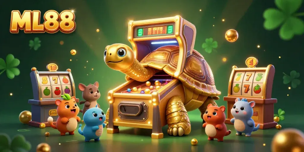 Engage with ML88's thrilling casino adventure featuring a golden tortoise and energetic gameplay.