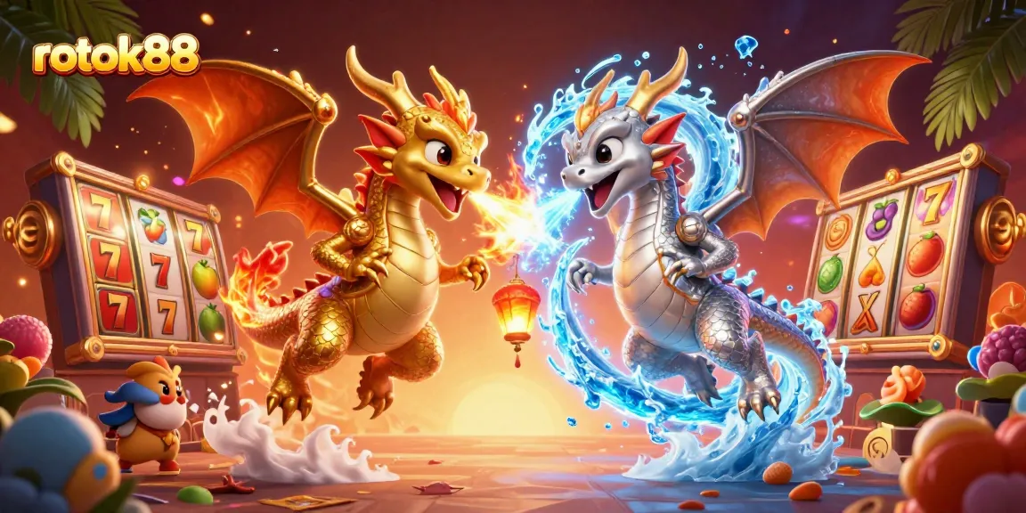 Play thrilling and unique games with rokok88 featuring exciting slot elements in a vibrant scene.