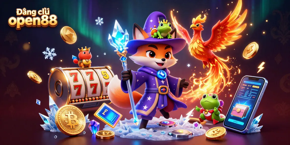 Engage in thrilling gaming experiences with Đăng ký open88, featuring vibrant slot elements and mystical characters.
