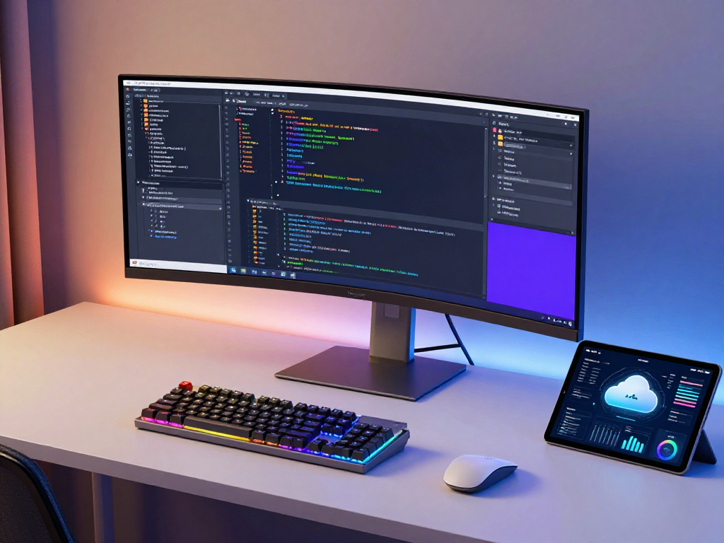 IPTV subscription management dashboard in a digital platform with modern cloud computing design elements, showcasing software development tools and cybersecurity features.