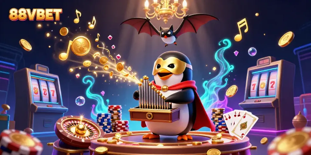Experience the excitement of 88VBET with animated golden coins and casino action.