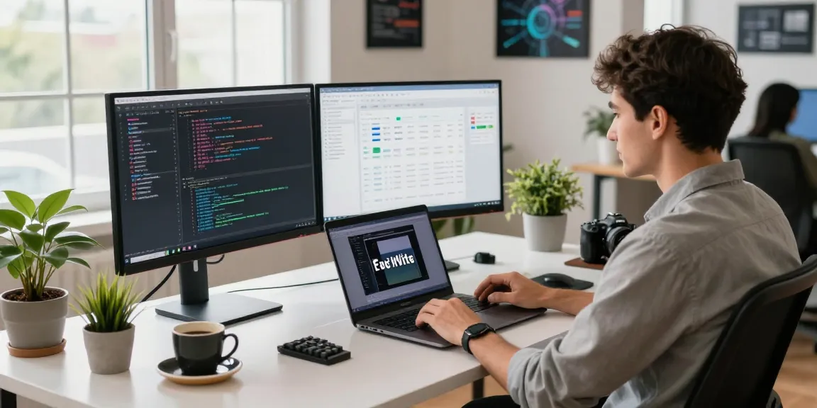 Developer in a modern workspace focused on coding, reflecting the WPS Official Website's innovative software solutions.