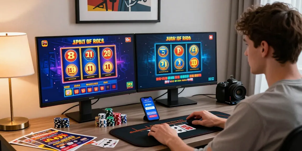 Exciting online gaming setup featuring the best casinos for credit cards with vibrant graphics and casino elements.