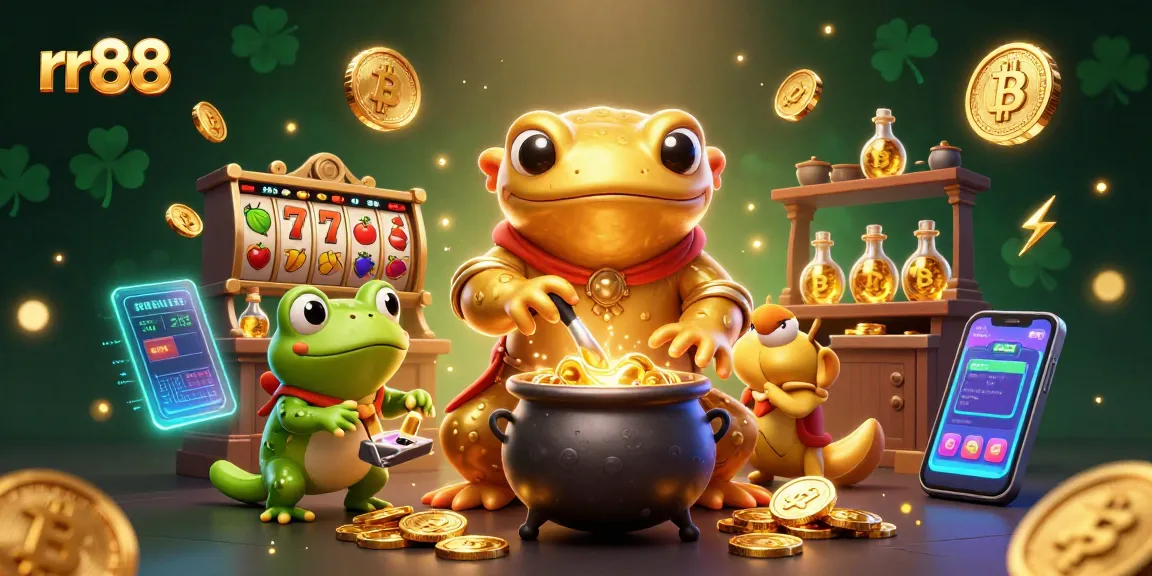 Experience the magic of rr88 featuring a golden salamander alchemist crafting fruitful riches in an enchanting casino setting.