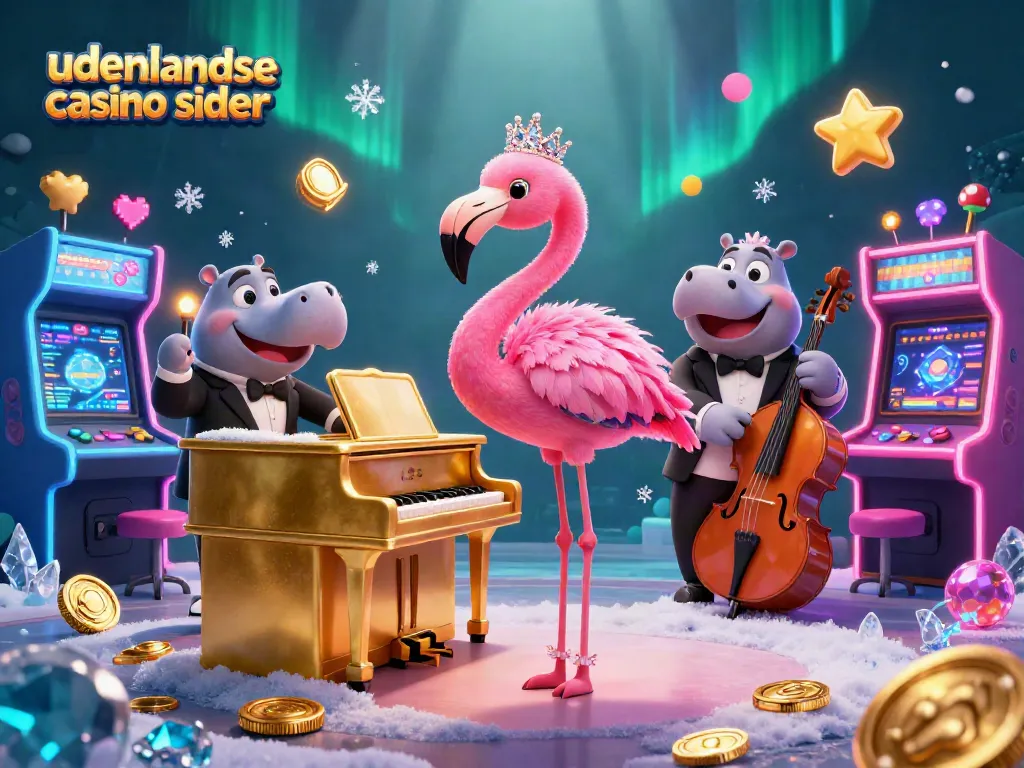 Engage with udenlandske casino sider through a dynamic 3D illustration of a lively casino scene.