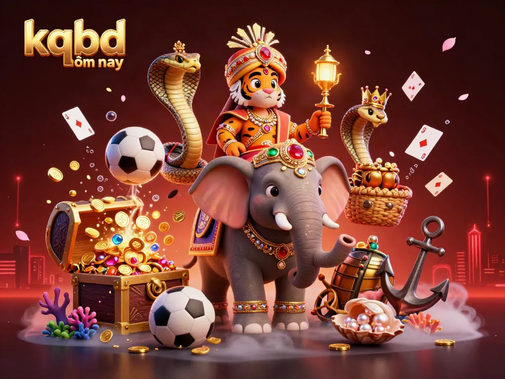 KQBD hôm nay delivers real-time sports betting action, showcasing a vibrant 3D scene with a maharaja tiger and dynamic betting elements.