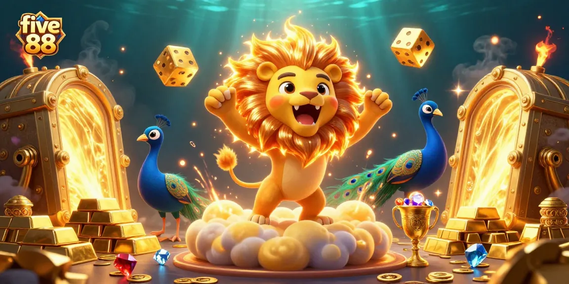 Celebrate jackpots with five 88 in this vibrant, action-packed casino illustration.