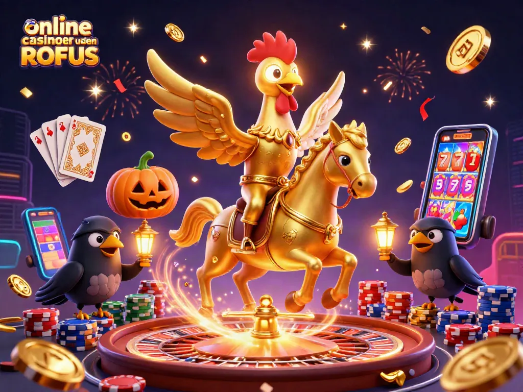 Immerse in the exhilarating world of online casinoer uden ROFUS with vibrant gold coins and magical elements.
