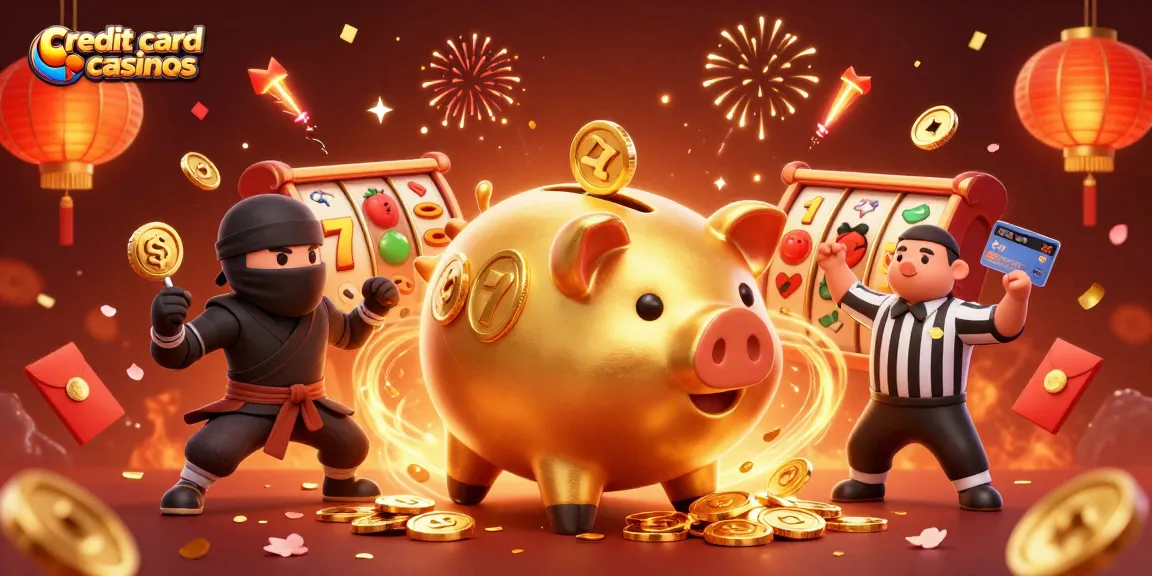 Engage with exciting credit card casinos featuring lively characters and vibrant casino elements.