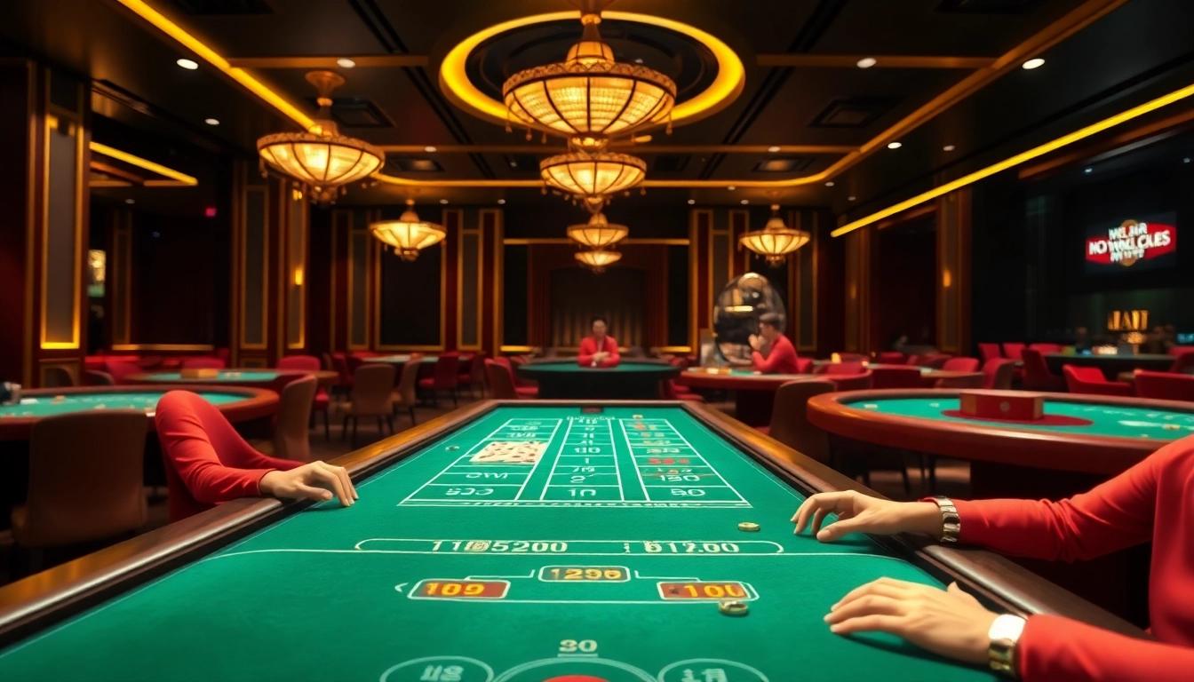 MMOO online casino scene with luxurious 3D game graphics, inviting atmosphere, and engaging gameplay.