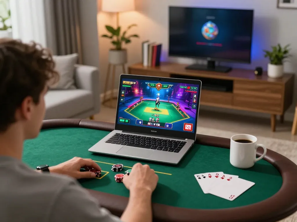 Engage with thrilling poker gameplay at https://f168.win/ from a cozy home setting with personal touches.