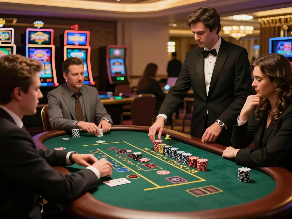 Engaging players at a luxurious blackjack table while enjoying the 5679 game.