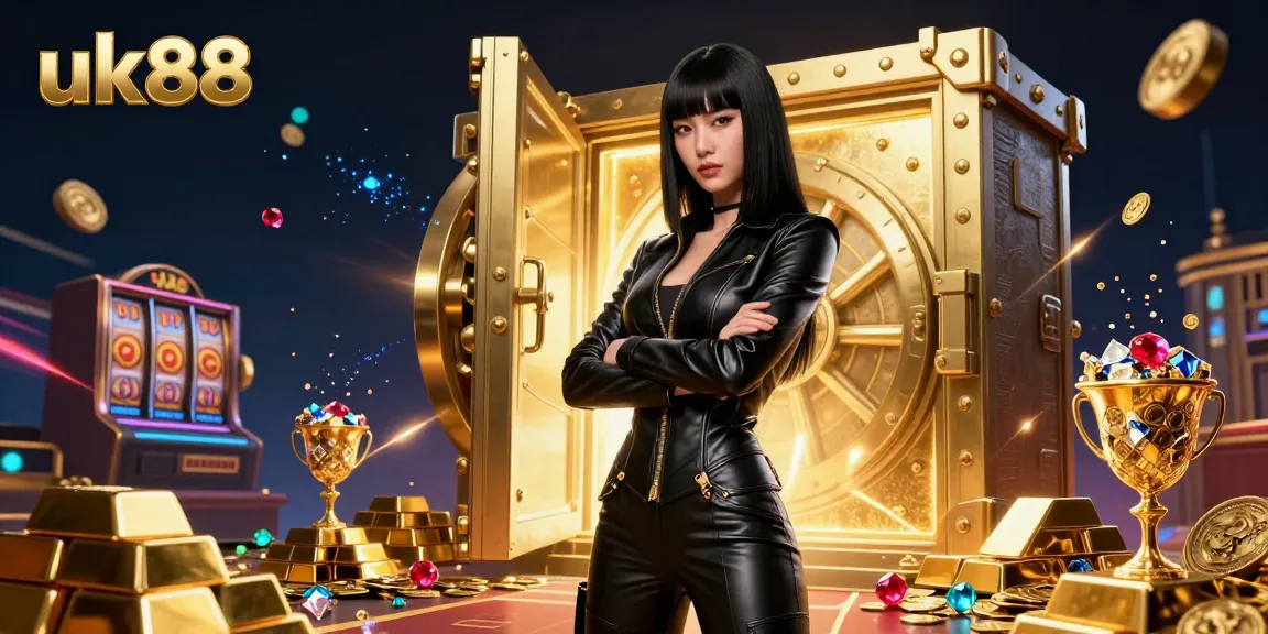 Experience exhilarating gameplay at uk88 with gold treasures and vibrant casino elements.