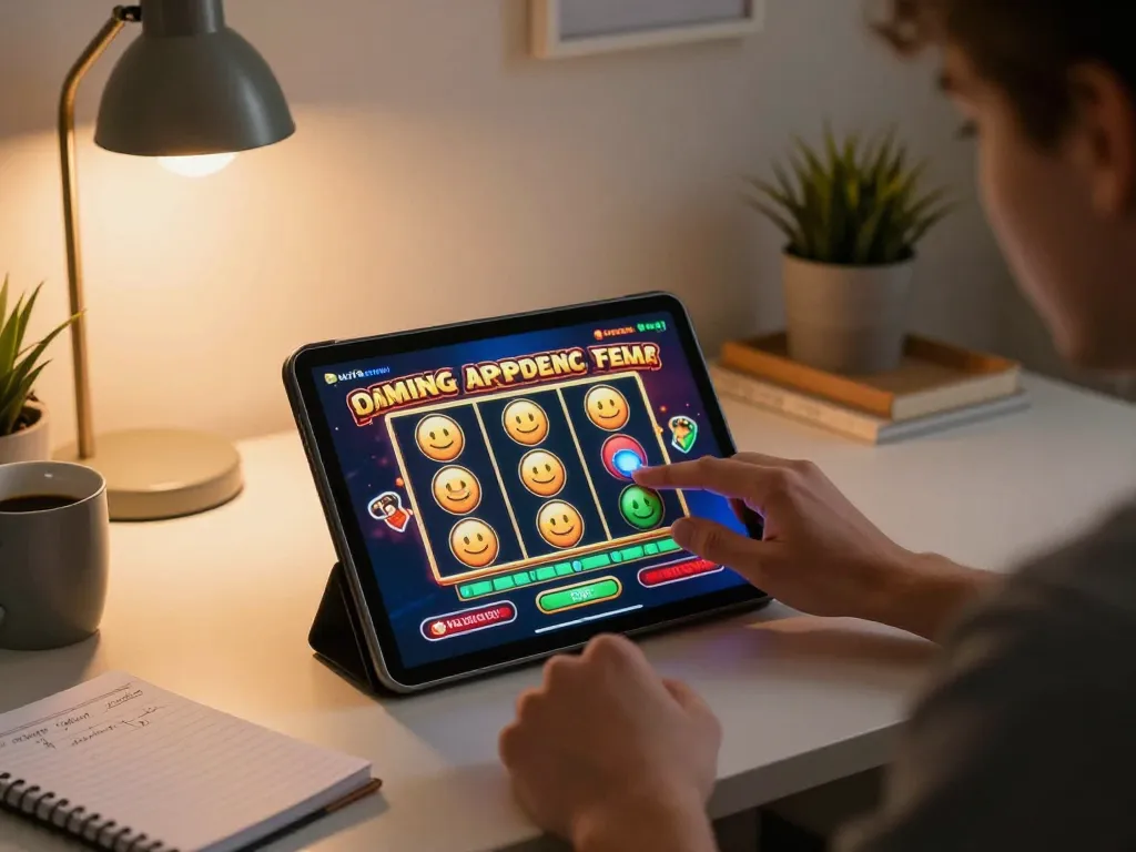 Engaging gameplay on tablet at home, showcasing cm88 casino features and excitement for players