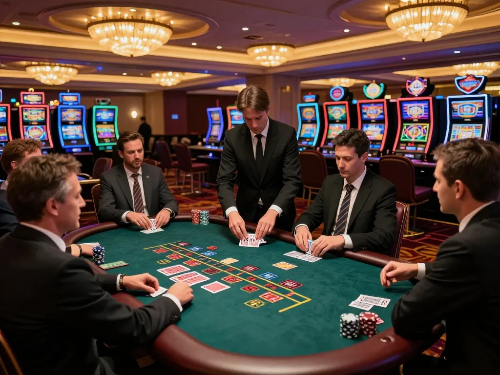 Five88 blackjack game in luxury casino with players placing bets and focused dealer.