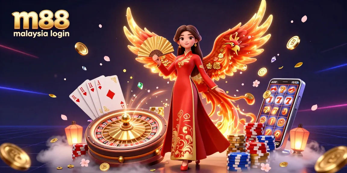 Engage with exciting games at m88 malaysia login featuring vibrant casino elements and exquisite illustration art.