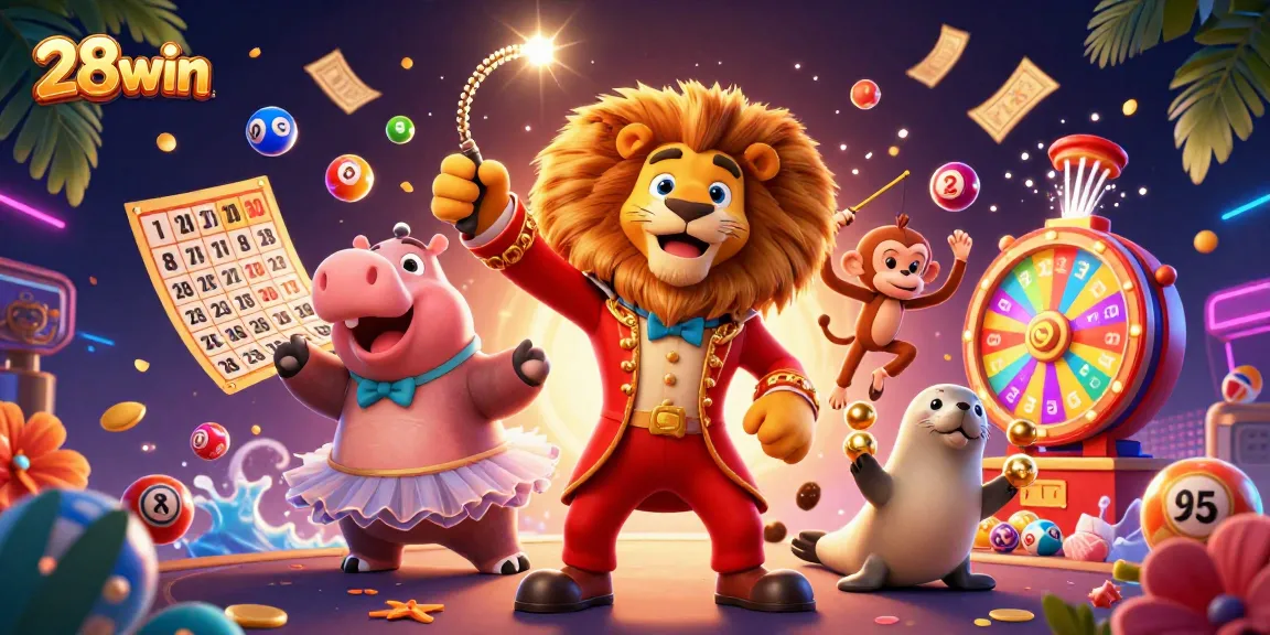 Experience thrilling gameplay at 28win with vibrant casino elements and dynamic lottery balls.